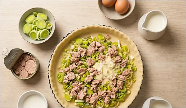Recette de quiche au poireau et au thon facile